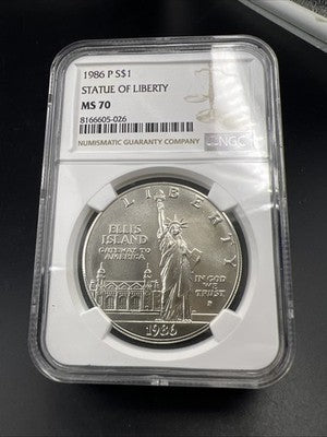 1986 P Statue of Liberty Commemorative Silver Dollar Coin NGC MS70 Gem BU #026