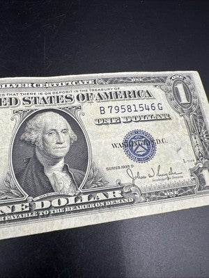 1935 D $1 Wide Margin One Dollar Silver Certificate Fine Circ #46