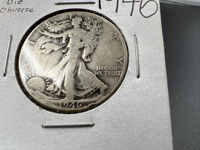 1946 50c Walking Liberty Silver Half Dollar Coin G / VG Details DDO Double Die