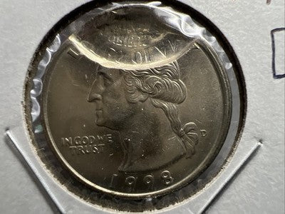 1998 D 25c Washington Quarter Coin Double Struck Major Error CH BU UNC