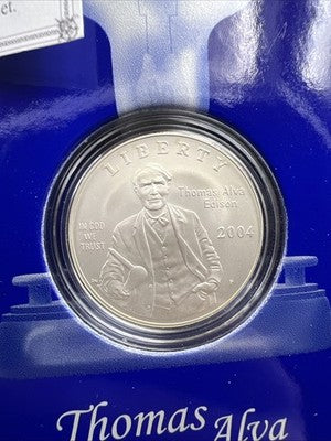 2004 P Thomas Edison Silver Dollar Light Box Coin US Mint Set Gem BU $1 Coin #A