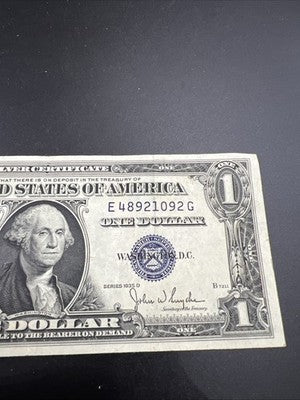 1935 D $1 One Dollar Blue Seal Silver Certificate VF Very Fine Circ #092