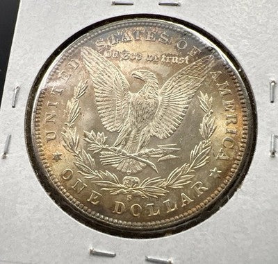 1880 S $1 Morgan Silver Dollar Coin BU Unc Nice Amber Toning Toner