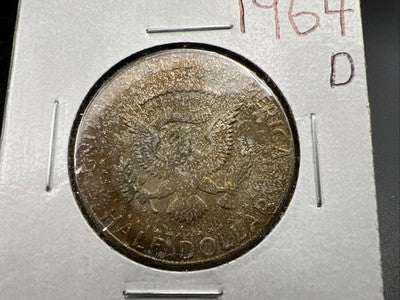 1964 D 50c Kennedy 90% Silver Half Dollar Coin BU NC Neat Toning Reverse SK#1