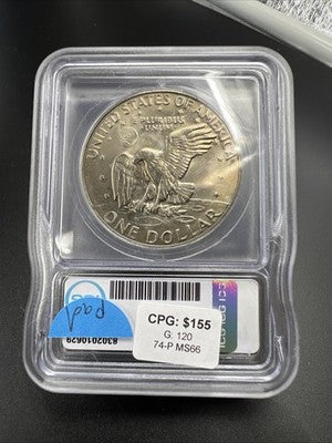 1974 P $1 Ike Eisenhower Clad Copper Nickel Dollar Coin ICG MS66 #29