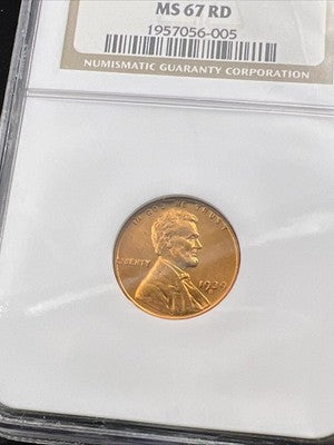 1939 S 1c Lincoln Wheat Cent Penny Coin NGC MS67 RD #005