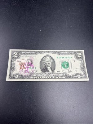 Atlanta Postal 1976 $2 Bicentennial Two Dollar Bill FRN Note CH UNC #860