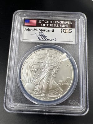 2013 1 Oz American Silver Eagle Coin PCGS MS69 Mercanti Signature Label #849