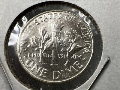 1964 P 10c Roosevelt Silver Dime Coin Major Struck Thru Error Reverse CH BU
