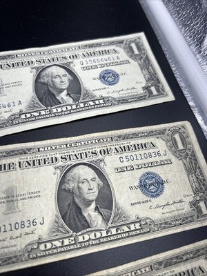 Lot of 10 1957 / 1935 $1 One Dollar Silver Certificate Blue Seal Notes VG + #512