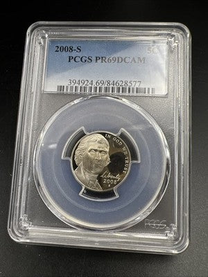 2008 S 5c Jefferson Nickel Coin PCGS PR69 DCAM #77
