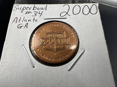 2000 NFL Super Bowl XXXXIV Atlanta Georgia Marta Transit Token CH Uncirculated