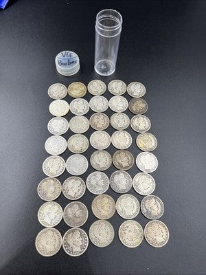 Barber Quarters 90% Silver Coin Quarter Roll $10 Face Value 40 Coins VG SKU#1A