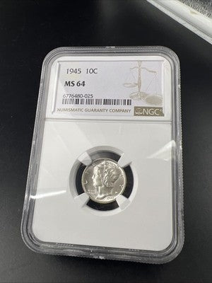 1945 P Mercury Silver Dime Coin NGC MS64 CH BU #025