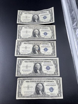 Lot of 5 1935 Silver Certificates Fine / VF Circ #703