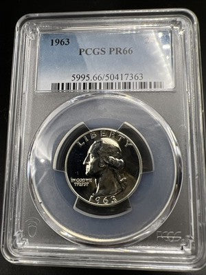 1963 25c Washington Silver Quarter Coin PR66 #63 PCGS