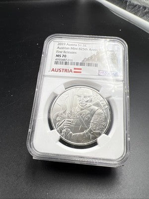 2019 Austria King Leopold V 1 oz Silver 825th Anniversary NGC MS70
