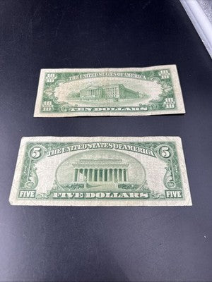 FRN Collector's Lot 1950 $5 & 1950 A $10 Federal Reserve Note Bills VG Circ #432