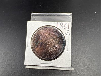 1881 S $1 Morgan Silver Dollar Coin BU Unc Nice Obverse Toning Toner