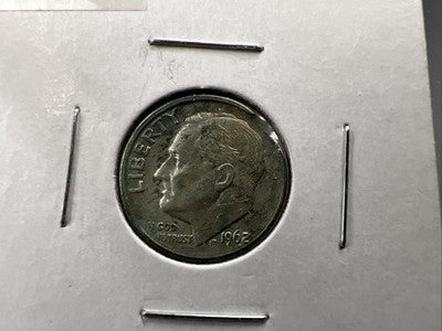 1962 D 10c Roosevelt Silver Dime Coin Clipped Planchet Major Error XF Detail