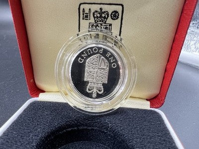 1988 United Kingdom England Proof Sterling Silver One Pound Shield Coin