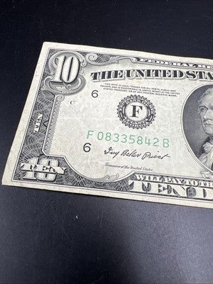 1950 A $10 FRN Federal Reserve Note Green Seal Fine / VF Circ #842