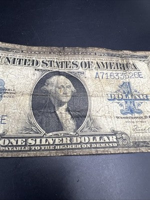 1923 One Dollar Silver Certificate Horse Blanket Very Circ FR. 238 Woods White
