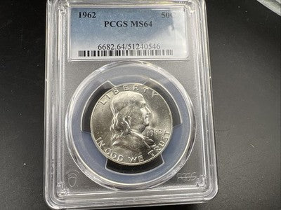 1962 P 50c Franklin Silver Half Dollar Coin PCGS MS64 CH BU Certified #46
