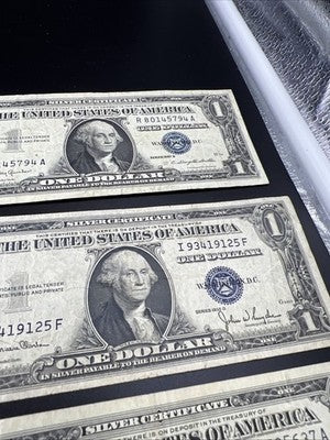 Lot of 10 1957 / 1935 $1 One Dollar Silver Certificate Blue Seal Notes VG + #783