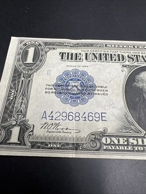 1923 $1 One Dollar Blue Seal Silver Certificate Choice VF Very Fine FR-237 #469