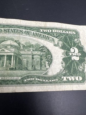 1928 G $2 Two Dollar Legal Tender United States Red Seal Note VF Very Fine #471