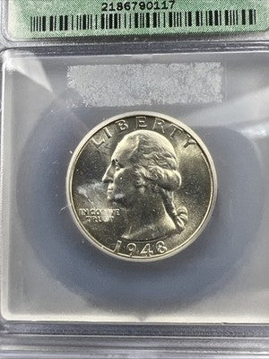 1948 P 25C Washington Quarter Silver Coin MS67 ICG #117 Some Toning