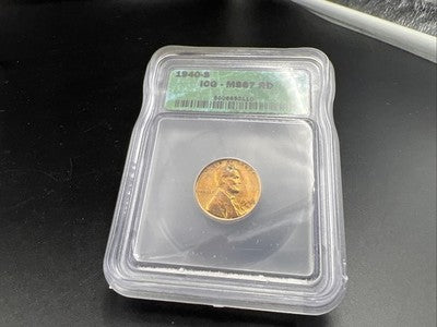 1940 S Lincoln Wheat Cent Penny Coin ICG MS67 RD #110 Some Toning