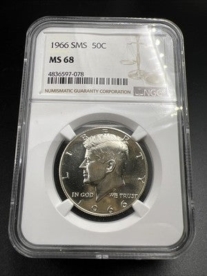 1966 50c Kennedy 40% Silver Half Dollar Coin NGC MS68 #078