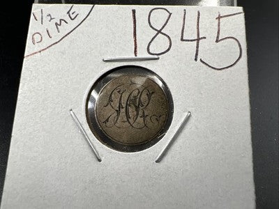 Engraved Love Token on 1845 5c Liberty Seated Silver Half Dime