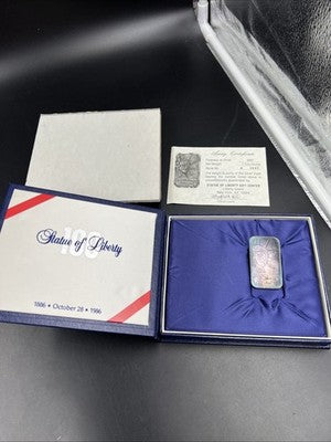 1986 Statue of Liberty Centennial 1 Oz Silver Bar PQ Toning Toner