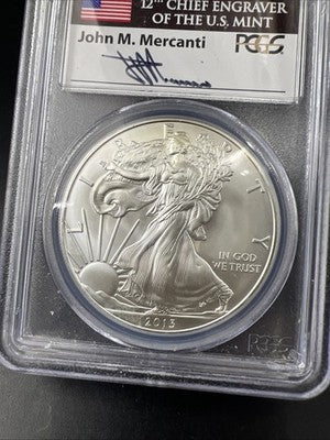 2013 1 Oz American Silver Eagle Coin PCGS MS69 Mercanti Signature Label #241