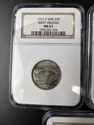 2005 P Complete 5 Coin State Quarter Set NGC MS67 SMS