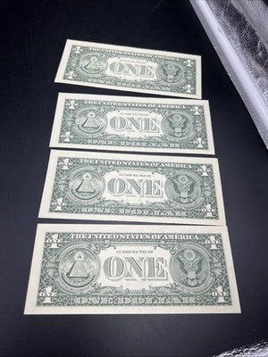 4 Consecutive 1988 A $1 FRN Federal Reserve Notes XF EF Circ #651