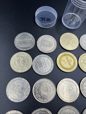 Lot of 20 $1 Casino Dollar Gaming Tokens Metal Circulated Conditions SKU#7536