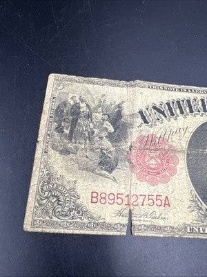 1917 $1 United States Note Sawhorse Ugly Damage Cull circ Fr 36 Teehee Burke