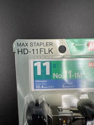 HD-11FLK Max Flat Clinch Stapler for 2x2 Coin Flips Stapler Black Hand Size New