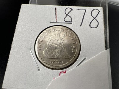 1878 25C Liberty Seated Quarter Coin F Fine Details Tooled Obverse