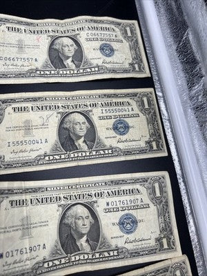 Lot of 10 1957 $1 One Dollar Silver Certificate Blue Seal Notes G / VG #147