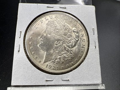 1921 P $1 Morgan Silver Dollar Coin Reverse Lamination Major Error AU About UNC