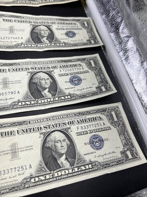 Lot of 7 CH VF 1957 $1 One Dollar US Silver Certificates Blue Seal Notes #251