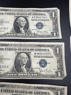 Lot of 10 1957 / 1935 $1 One Dollar Silver Certificate Blue Seal Notes VG #404