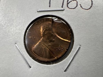 1963 1c Lincoln Memorial Cent Double Struck Error Coin BU UNC RB / Brown