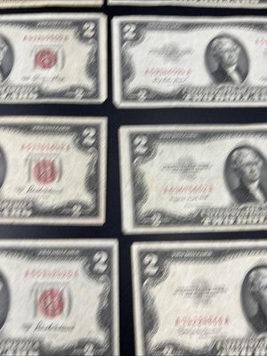 Lot of 10 1953 $2 USN Red Seal Legal Tender Bills VG Very Good + Circ #761