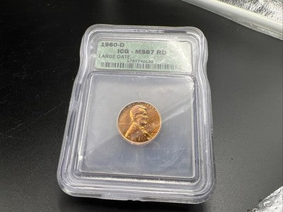 1960 D 1c Lincoln Memorial Cent ICG MS67 RD #132 Used Holder